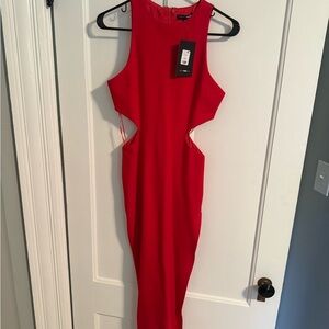 Fashion Nova - Red Sleeveless Dress with slit and side cutouts - NWT
